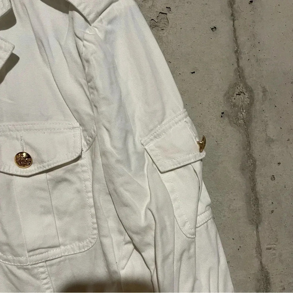 Lauren Ralph Lauren White Jacket Womens M Military Gold Buttons Pockets - Picture 4 of 9